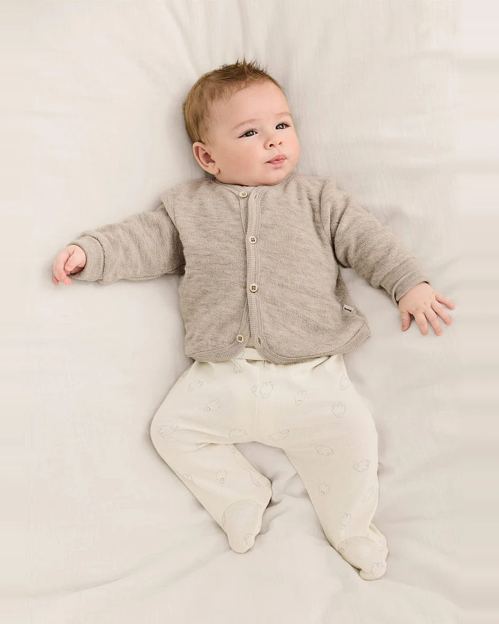 hessnatur Baby Wollfrottee Jacke aus Bio-Merinowolle - beige - Größe 86/92