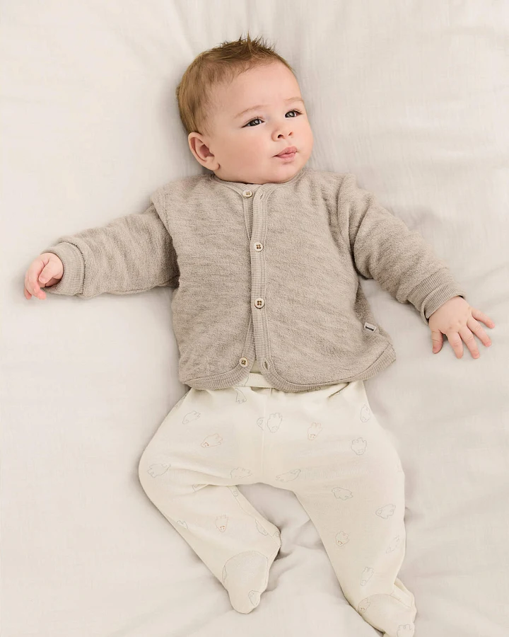 hessnatur Baby Wollfrottee Jacke aus Bio-Merinowolle - beige - Größe 86/92