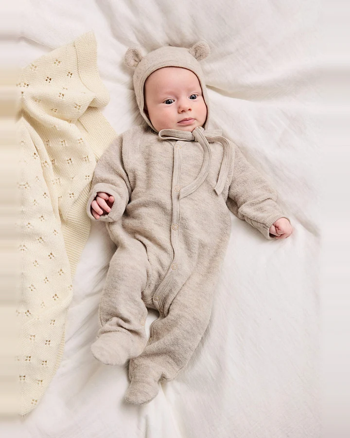 hessnatur Baby Erstlingsausstattung Wollfrottee aus Bio-Merinowolle - beige - Größe 50/56