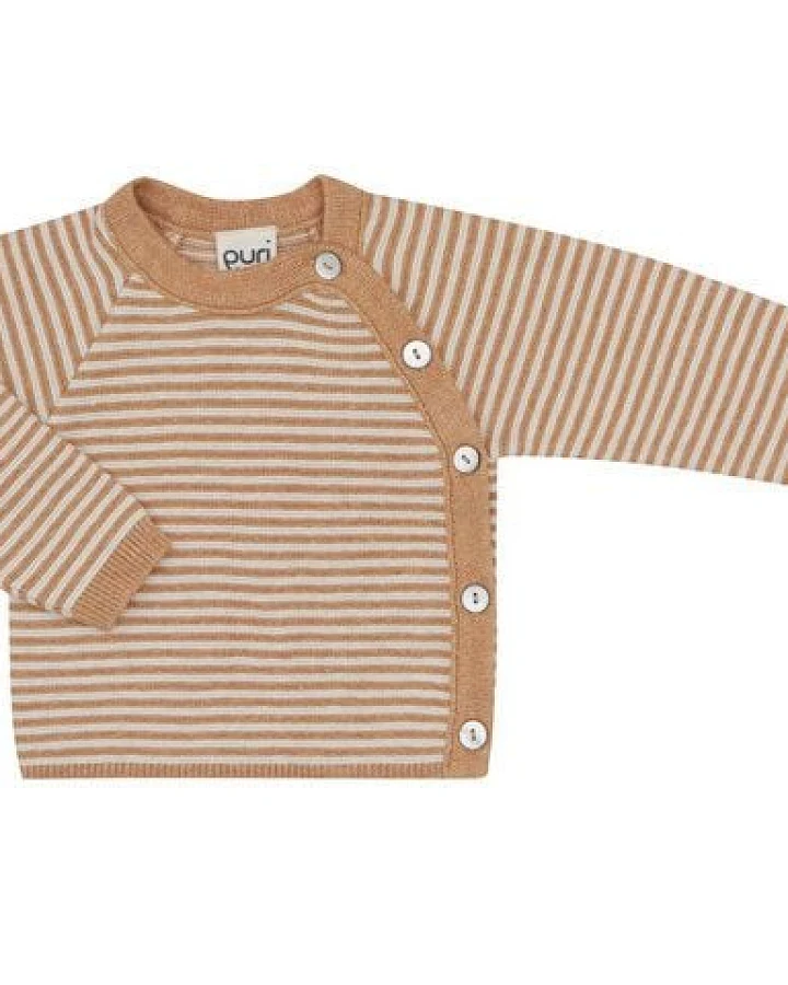 Puri Organic Baby Strickkimono Ringel Bio Baumwolle Leinen