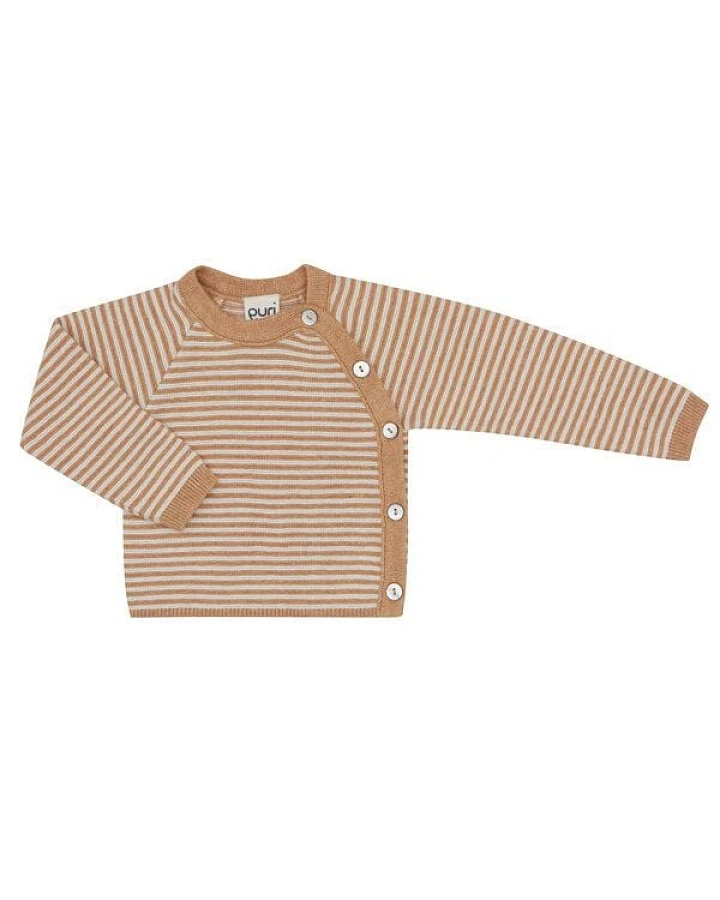 Puri Organic Baby Strickkimono Ringel Bio Baumwolle Leinen