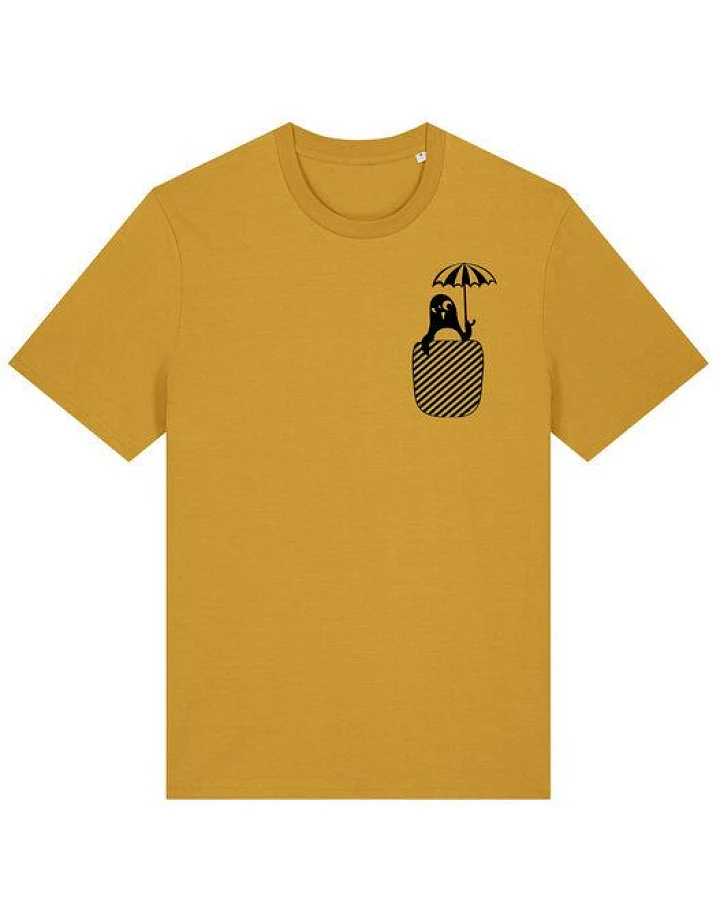 päfjes Pinguin Paul in Brusttasche mit Schirm - Fair Wear Männer Bio T-Shirt