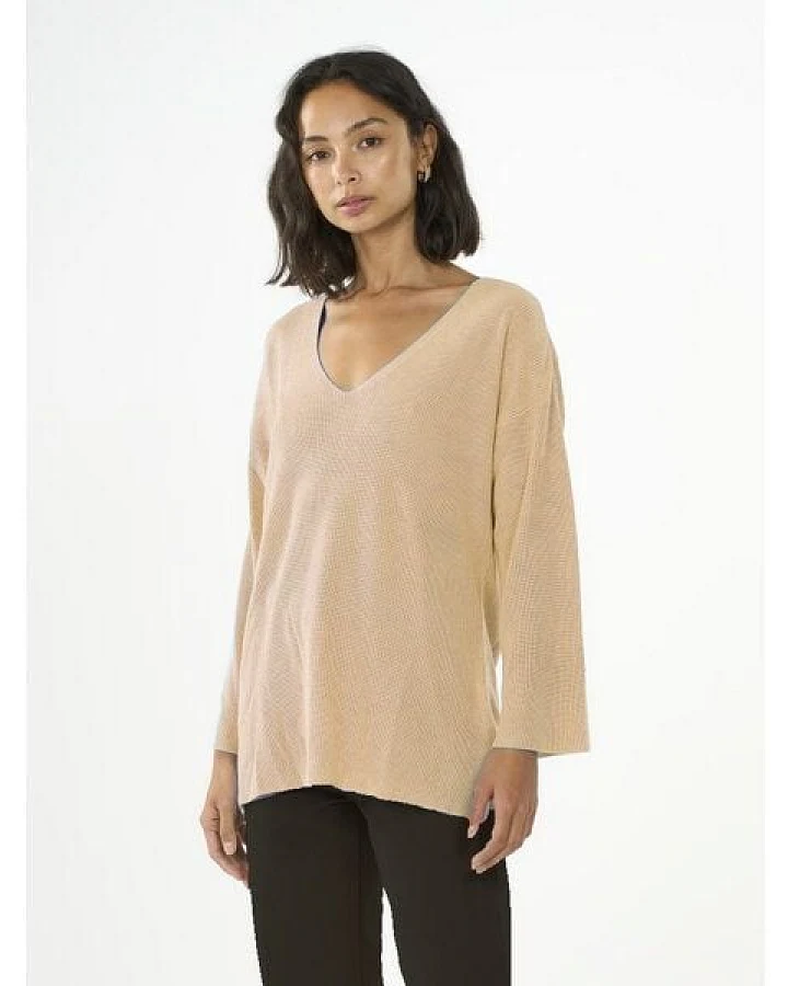 KnowledgeCotton Apparel Strickpullover mit V-Ausschnitt aus EcoVero