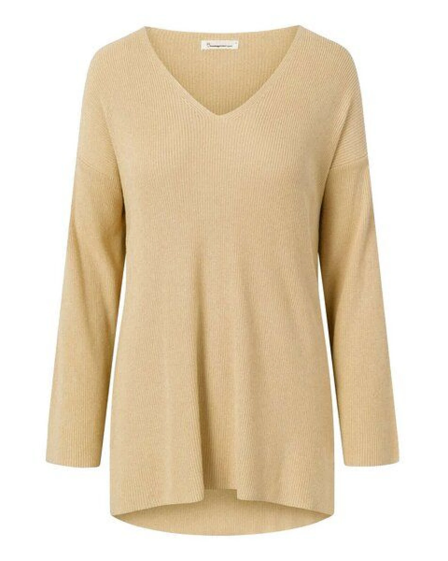 KnowledgeCotton Apparel Strickpullover mit V-Ausschnitt aus EcoVero – Ansicht 3