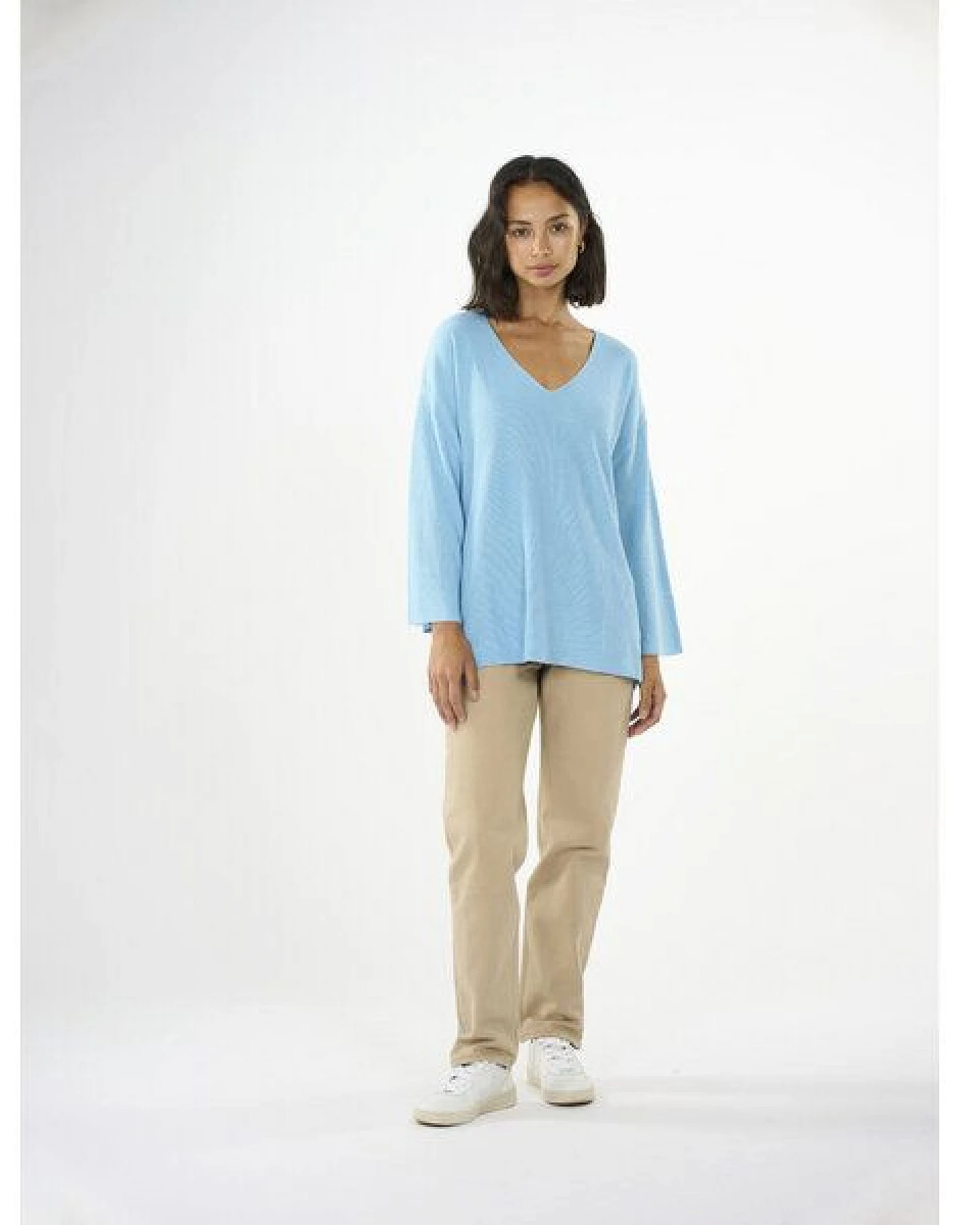 KnowledgeCotton Apparel Strickpullover mit V-Ausschnitt aus EcoVero – Ansicht 3