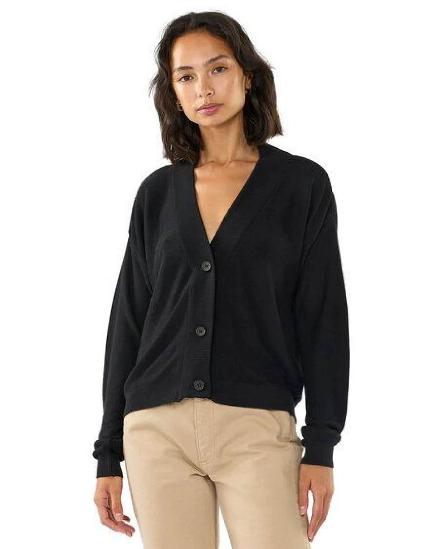 KnowledgeCotton Apparel Strickcardigan mit V-Ausschnitt aus EcoVero – Ansicht 2
