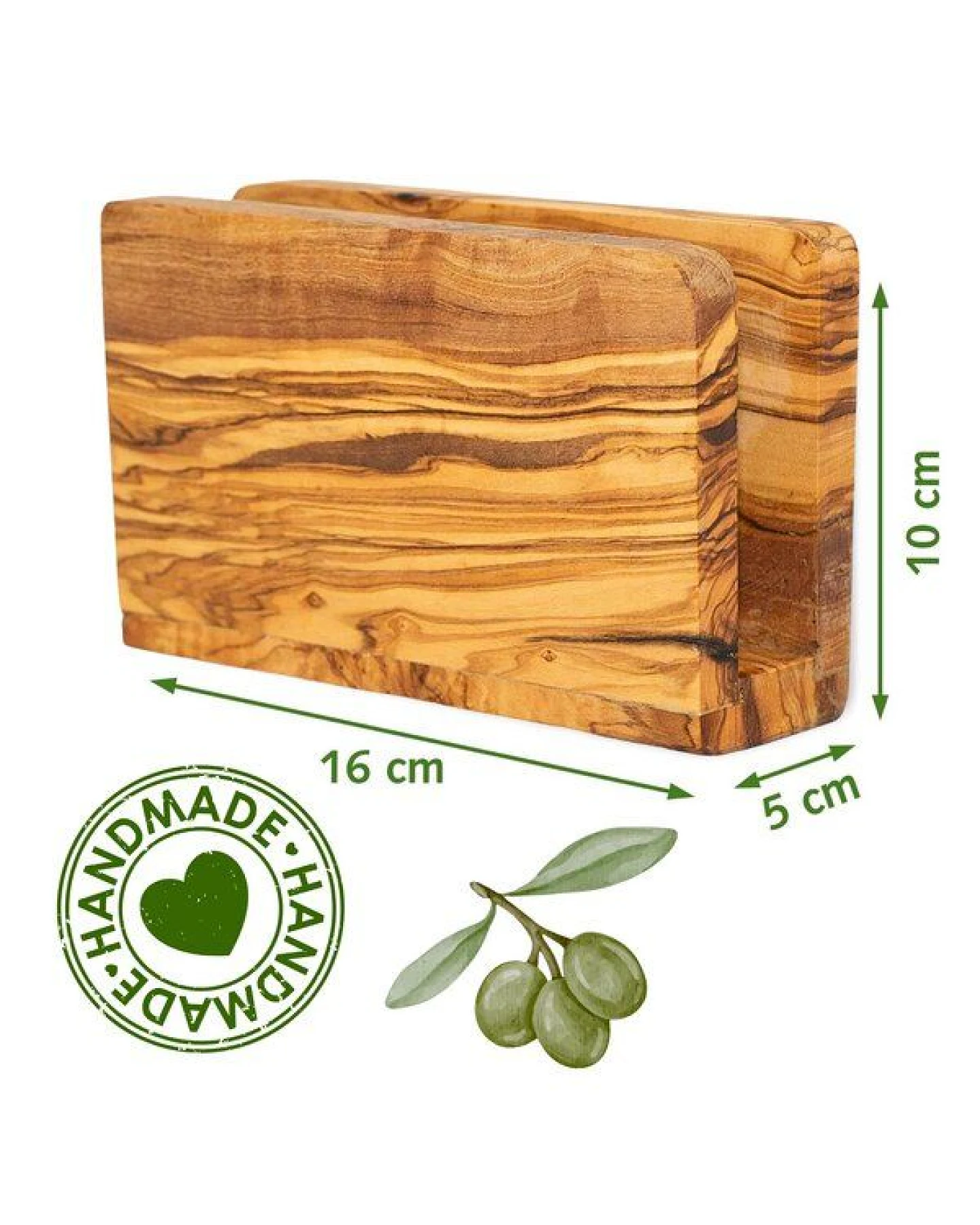 NATUREHOME Serviettenhalter Holz massives Olivenholz 16 x 10 cm – Ansicht 2