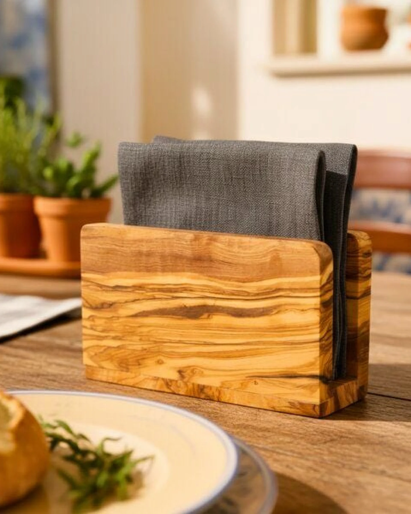 NATUREHOME Serviettenhalter Holz massives Olivenholz 16 x 10 cm – Ansicht 4