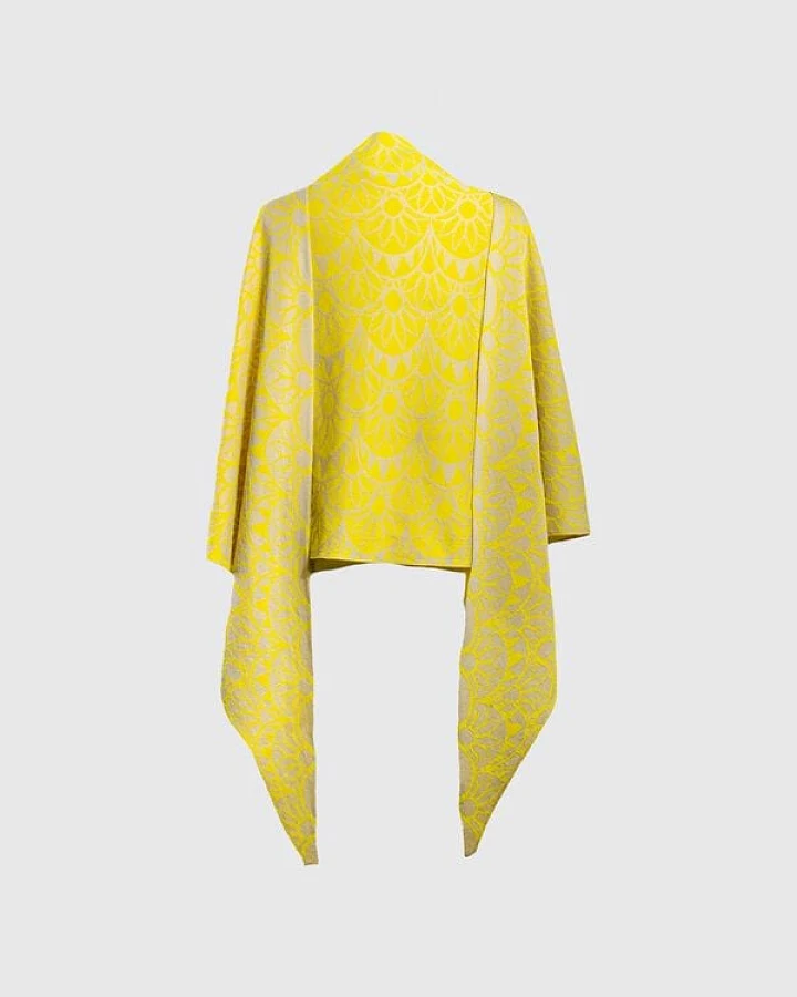LANARTO slow fashion Schultertuch Sonne aus Bio-Baumwolle in zitrone und natur made in germany