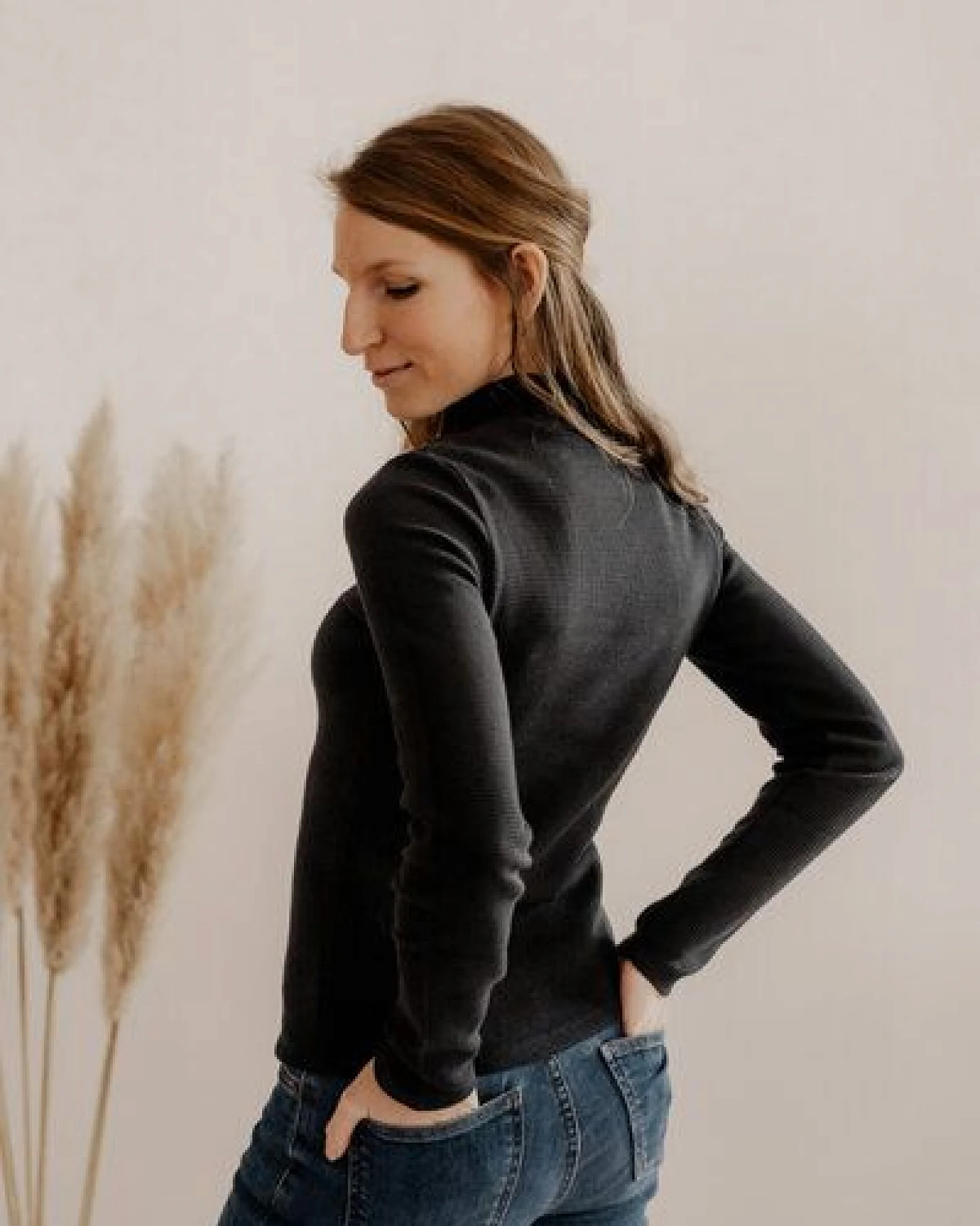 Marenika Waffel Stehkragen Longsleeve CLARA – Ansicht 2