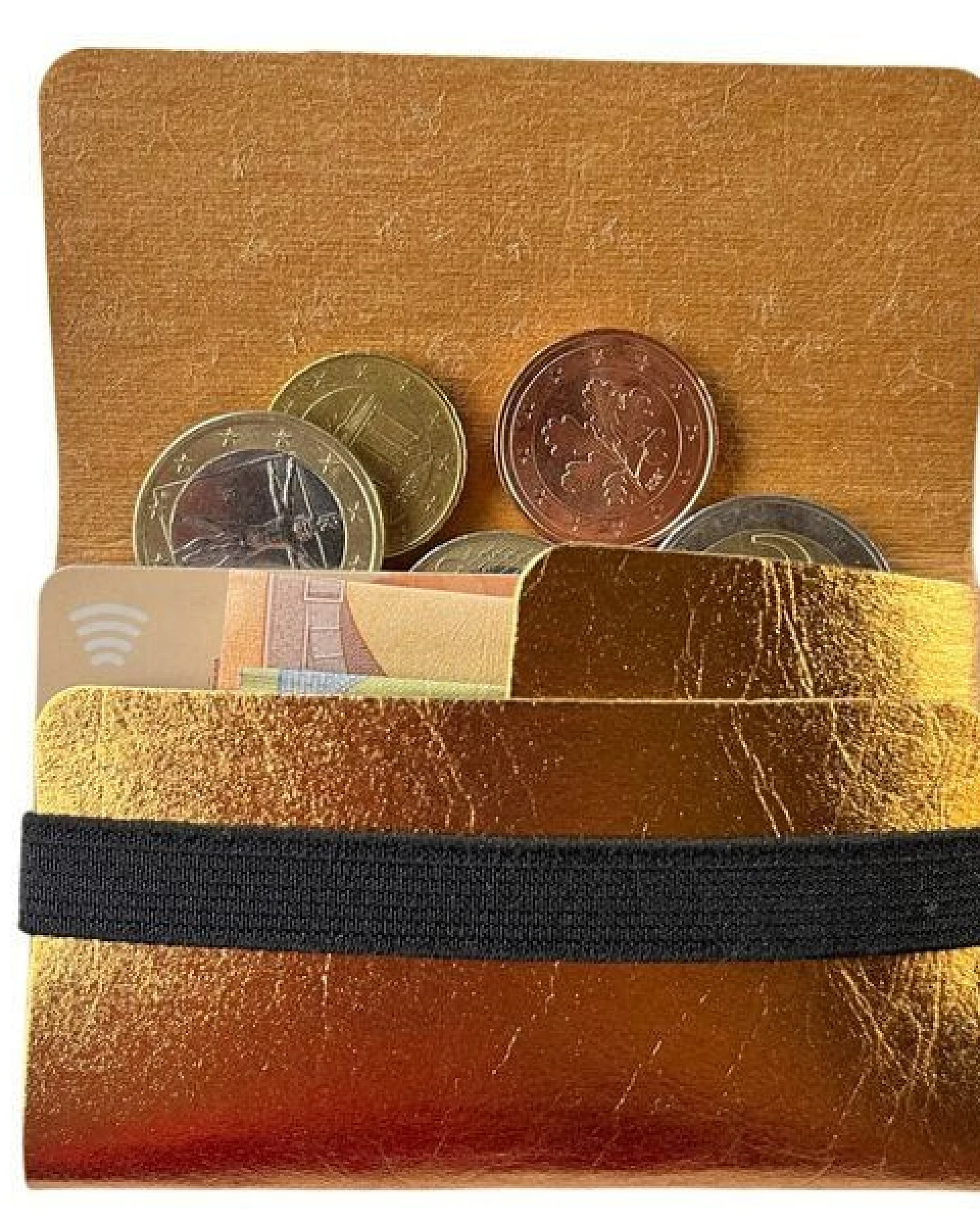ANDERS & KOMISCH Kartenetui mit Münzfach - Reise Geldbeutel - A&K TINY Gold – Ansicht 3