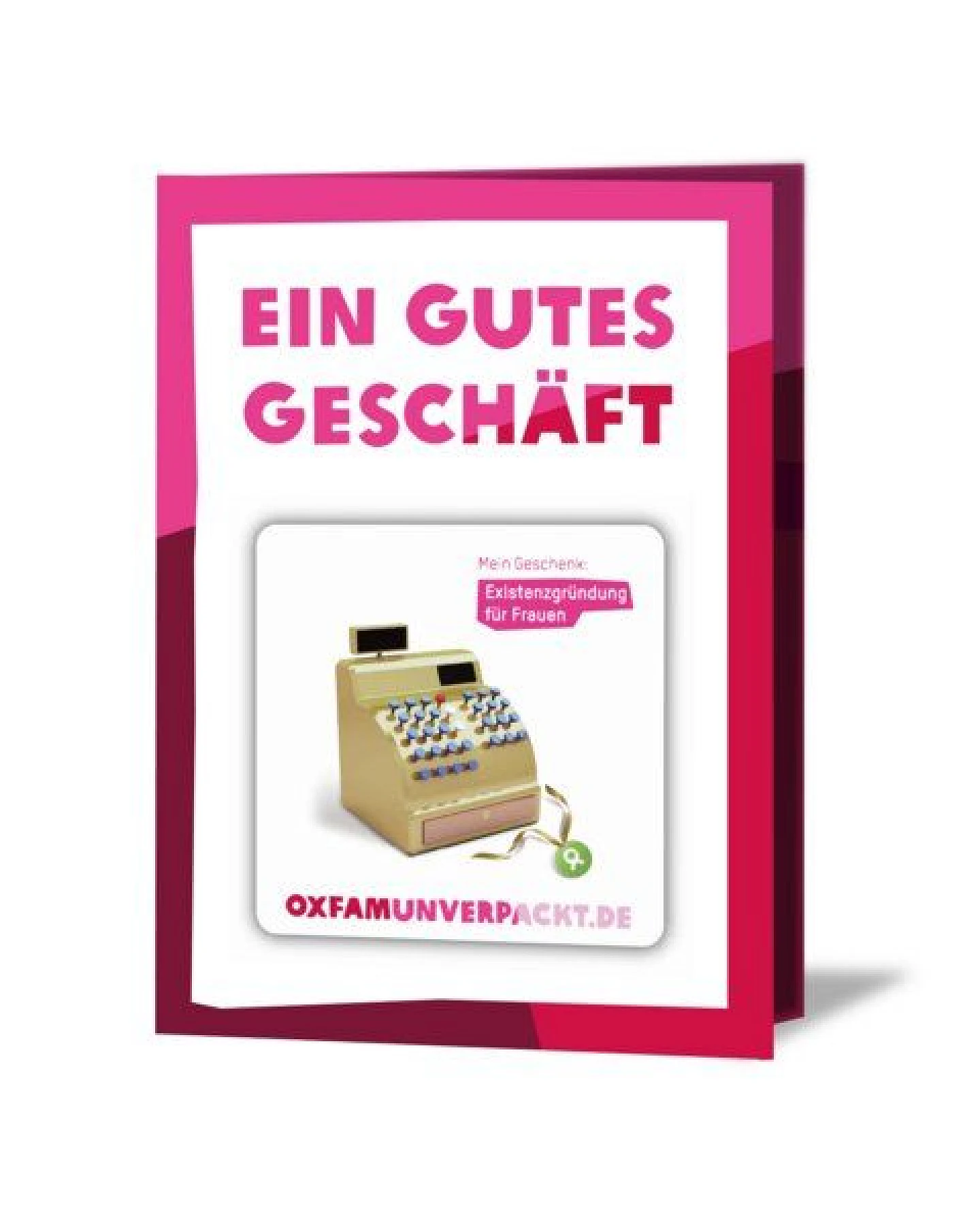 OxfamUnverpackt Spenden-Geschenk "Existenzgründung für Frauen" (Grußkarte mit Magnet) – Ansicht 2