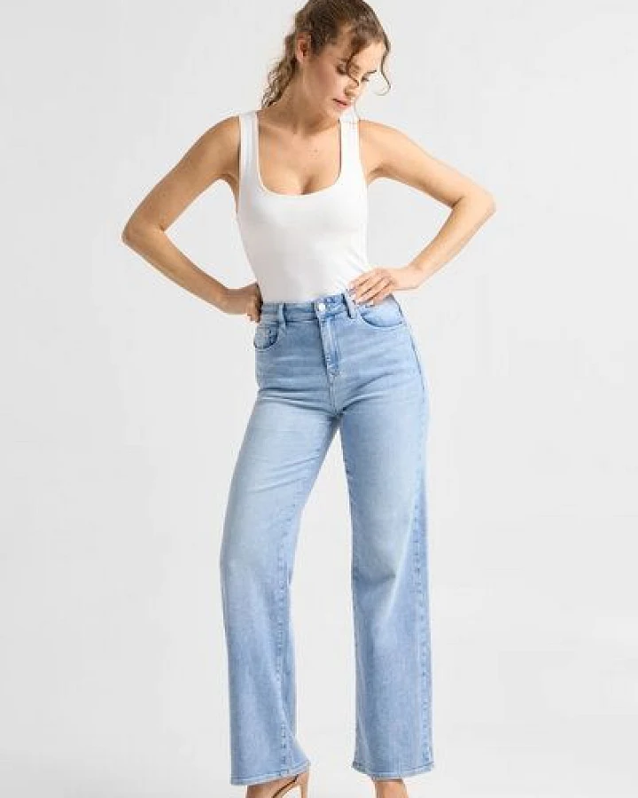 Produktseite: Damen Jeans DEW High Waist Flared DAWN Bio-Baumwolle