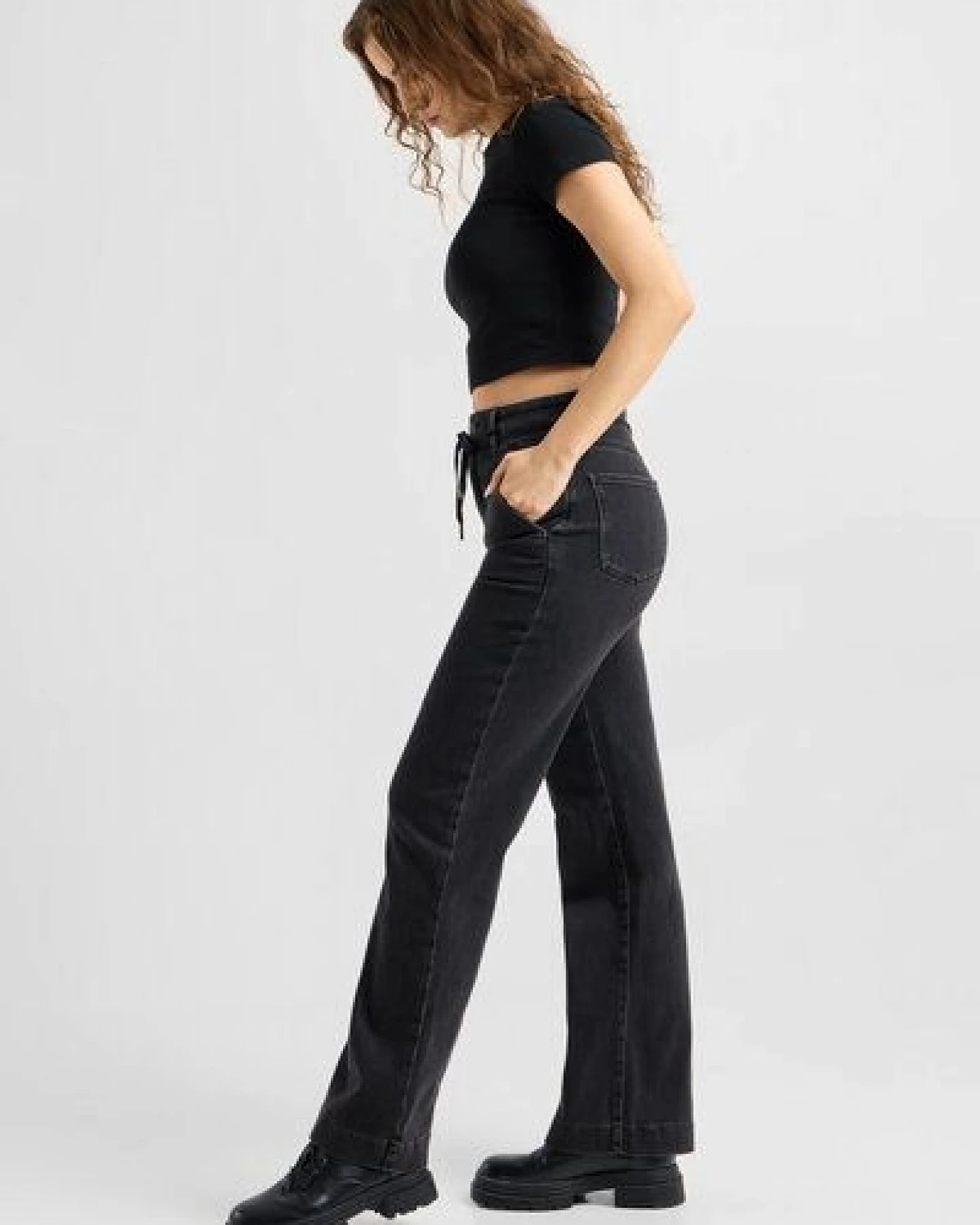 Damen Jeans DEW Flared High Waist French Pocket DAWN Bio-Baumwolle – Ansicht 3