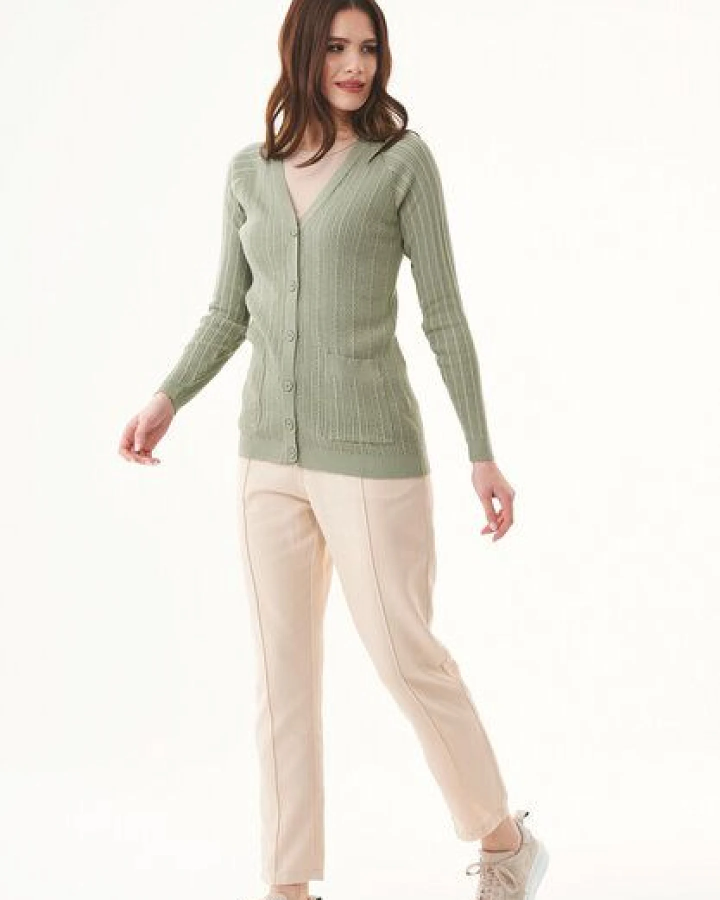 ORGANICATION Cardigan aus Bio-Baumwolle mit Knöpfen – Ansicht 2