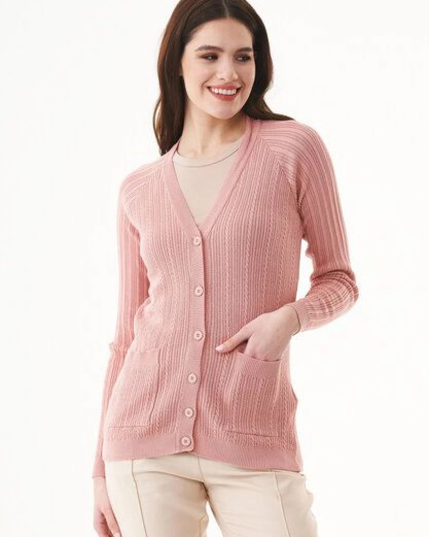 ORGANICATION Cardigan aus Bio-Baumwolle mit Knöpfen – Ansicht 3