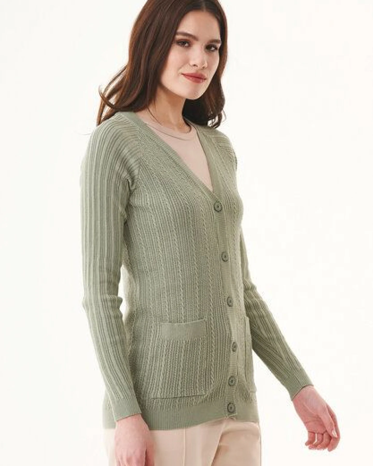 ORGANICATION Cardigan aus Bio-Baumwolle mit Knöpfen – Ansicht 3