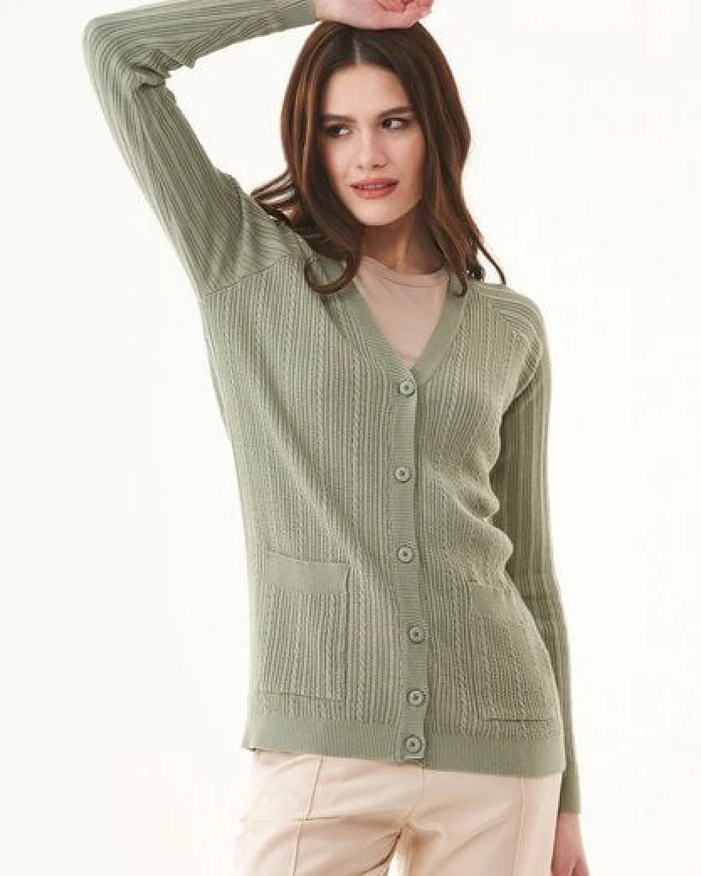 ORGANICATION Cardigan aus Bio-Baumwolle mit Knöpfen – Ansicht 4