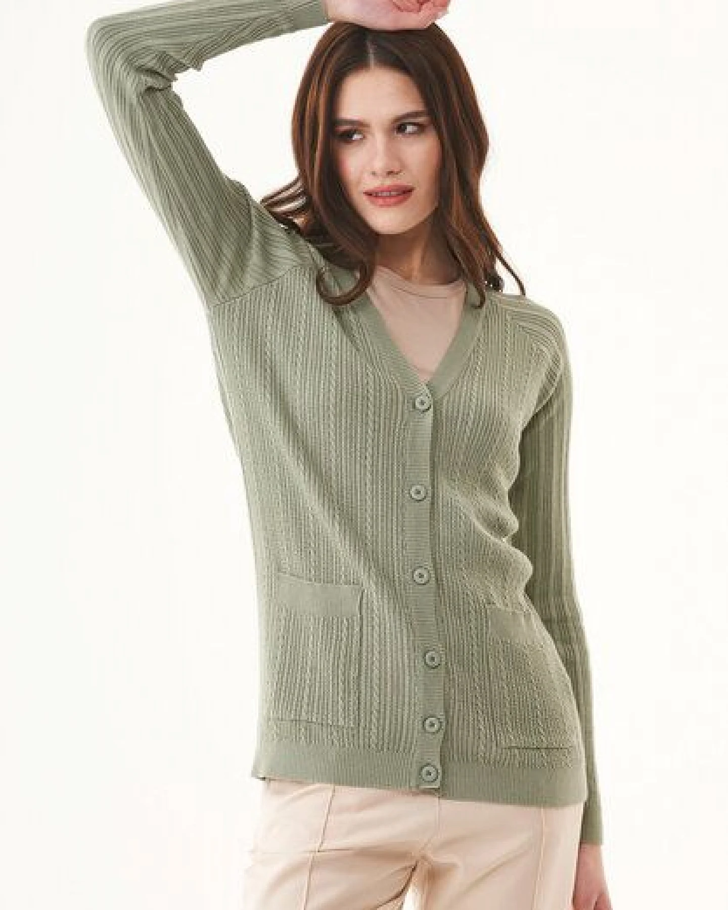ORGANICATION Cardigan aus Bio-Baumwolle mit Knöpfen – Ansicht 4