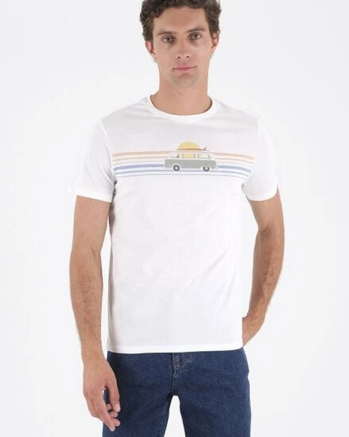 ORGANICATION T-Shirt aus Bio-Baumwolle mit Wagen-Print