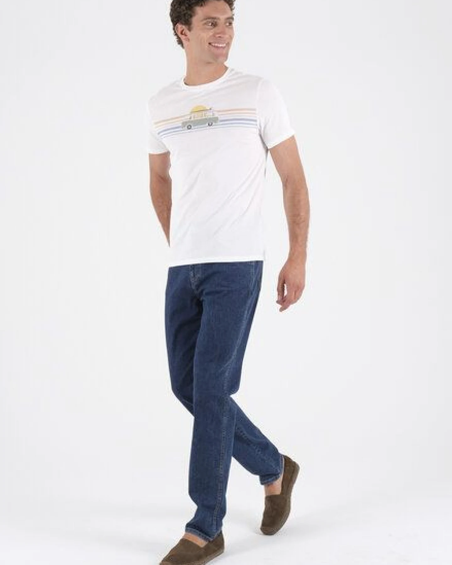 ORGANICATION T-Shirt aus Bio-Baumwolle mit Wagen-Print – Ansicht 2