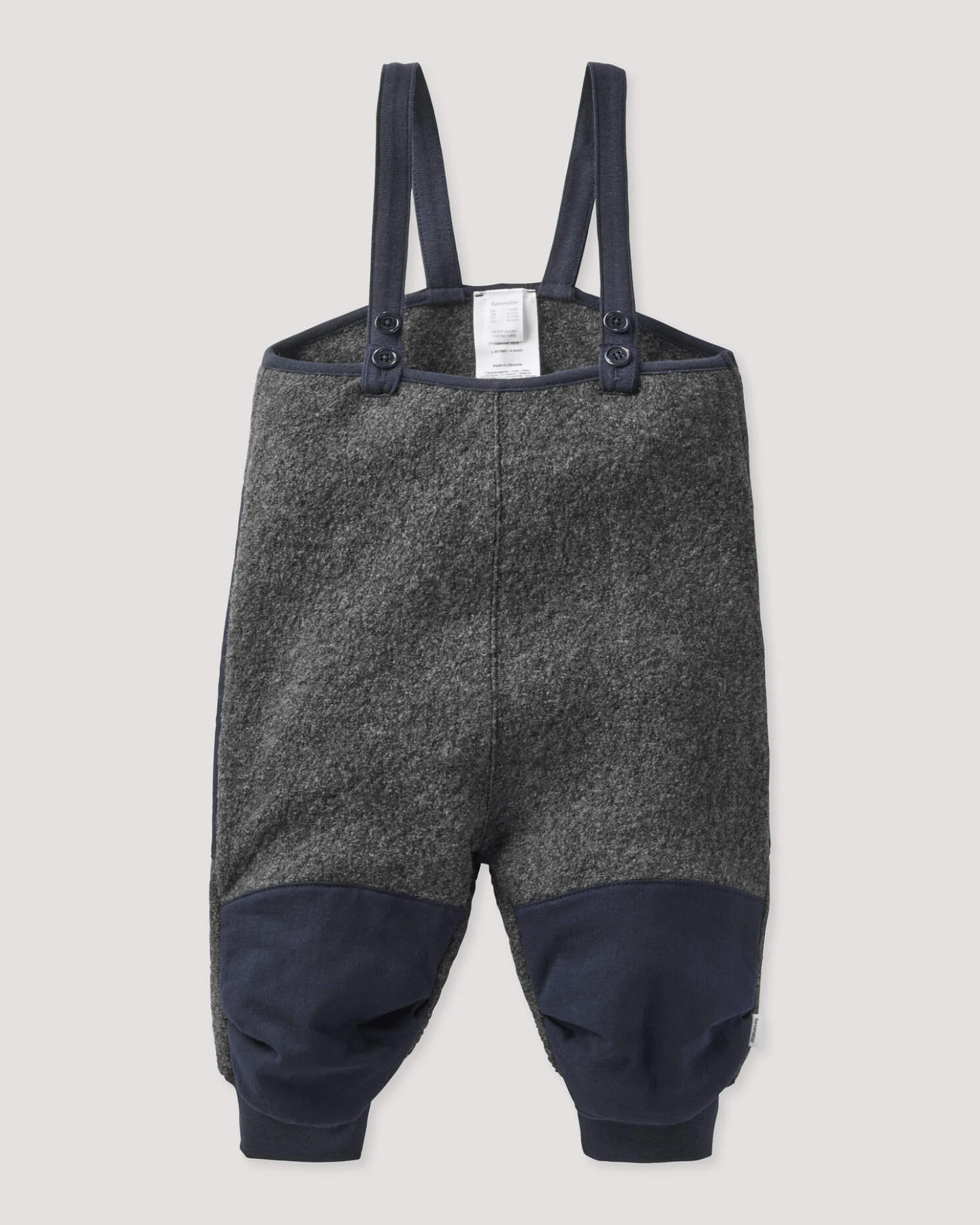 hessnatur Baby Wollwalk Latzhose aus Bio-Merinowolle mit Nature Shell - grau - Größe 74/80 – Ansicht 2