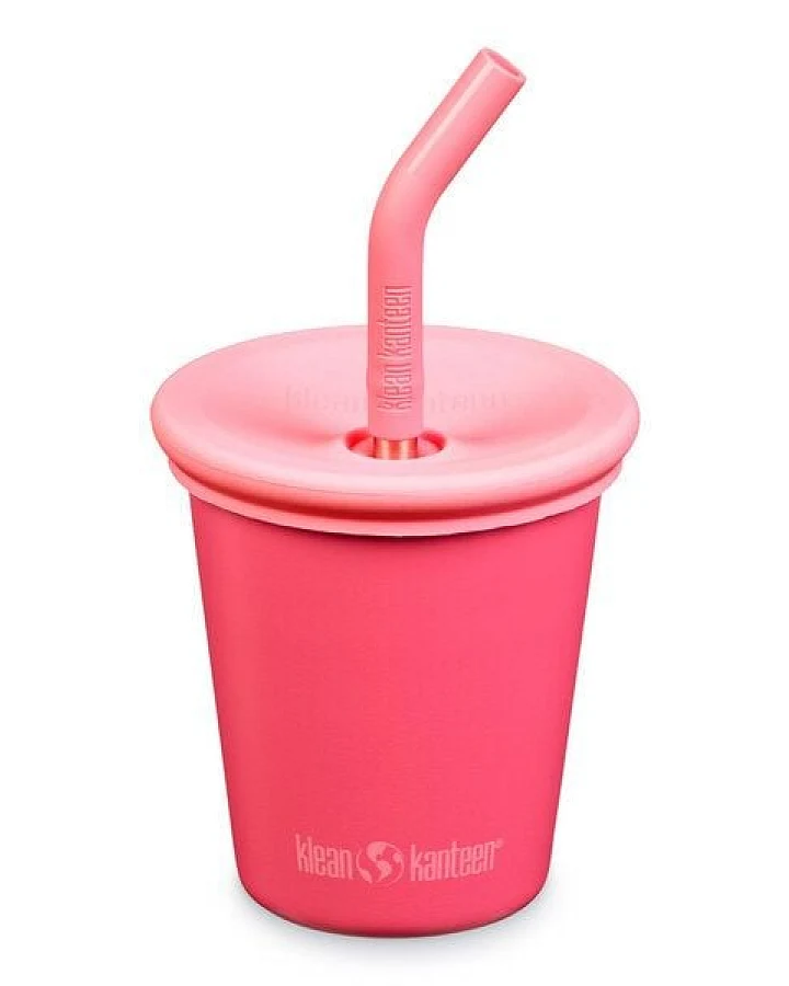 Klean Kanteen Edelstahl Trinkbecher Kid's Cup 296 ml mit Deckel und Trinkhalm