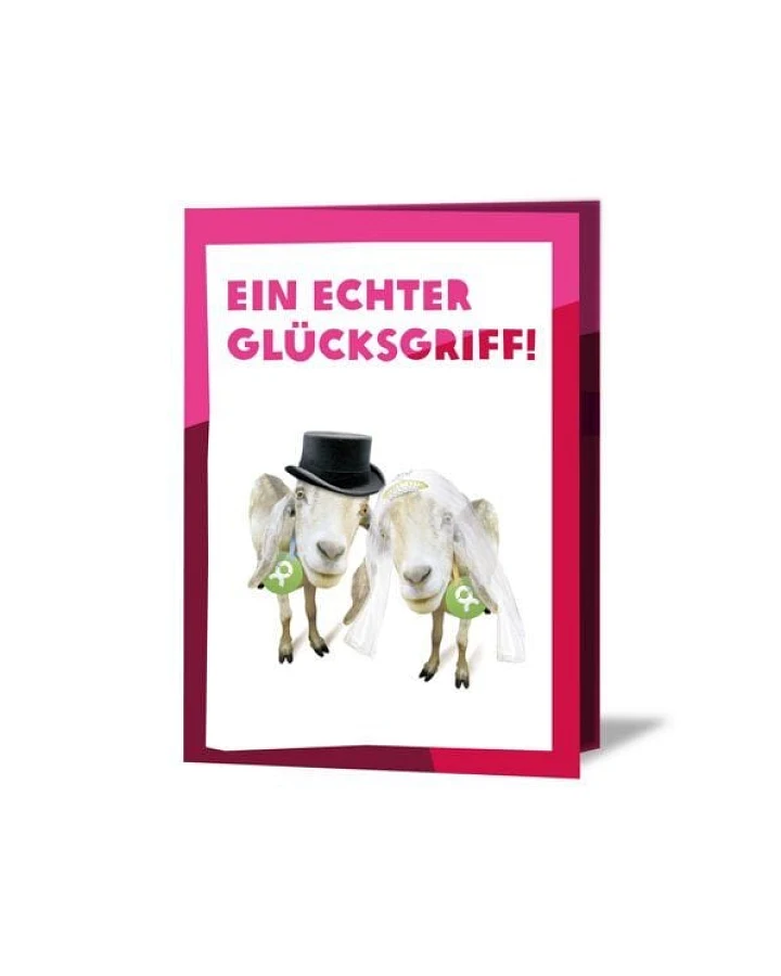 OxfamUnverpackt Spenden-Geschenk "Ziegenpärchen" (Grußkarte mit Magnet)