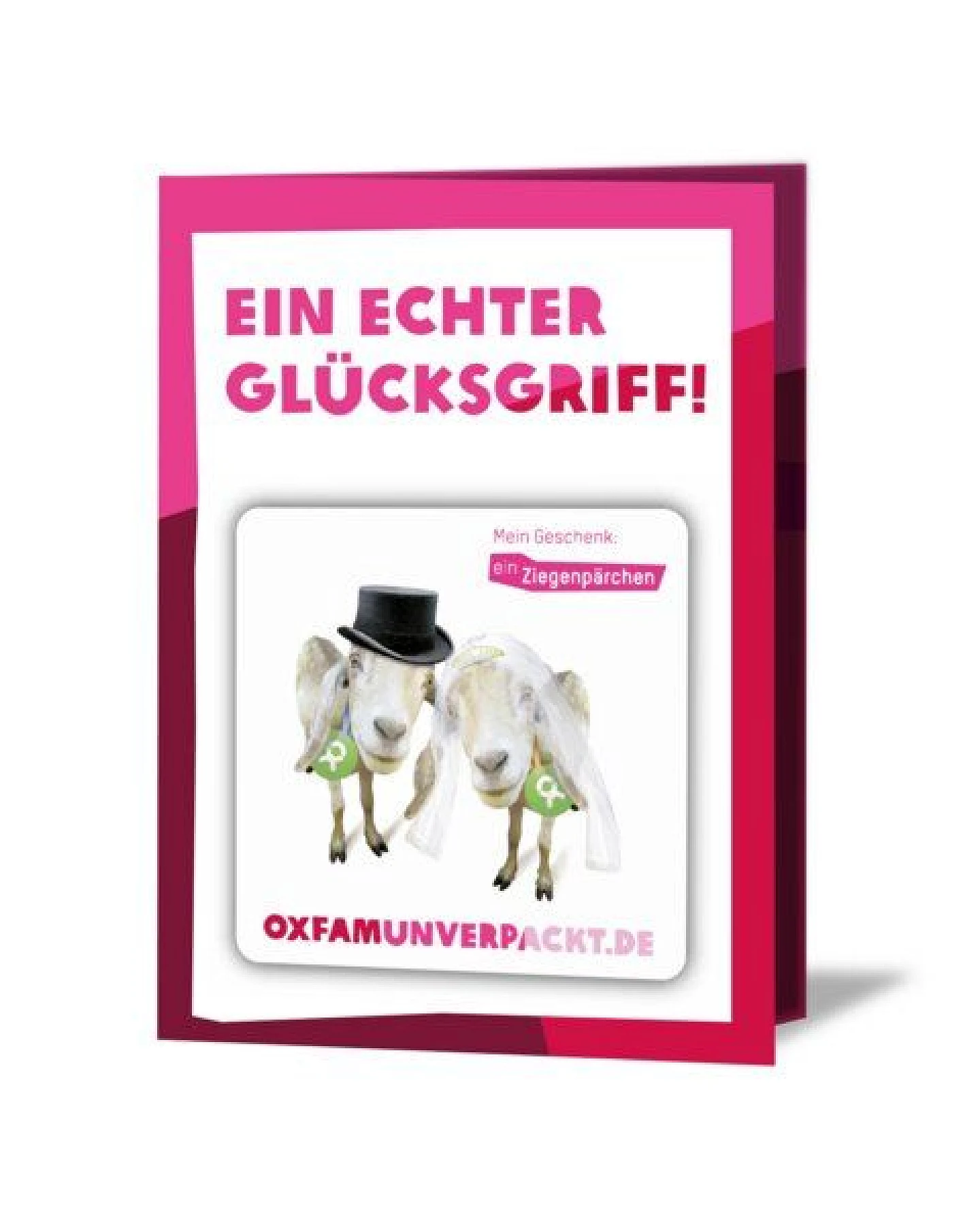 OxfamUnverpackt Spenden-Geschenk "Ziegenpärchen" (Grußkarte mit Magnet) – Ansicht 2