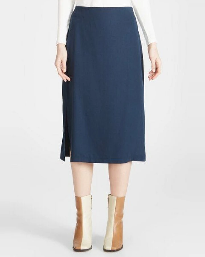Givn Berlin Midirock VALENTINA aus TENCEL REFIBRA Lyocell - Midnight Blue (Refibra)