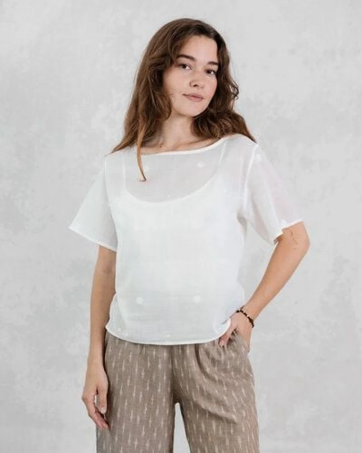 Jyoti - Fair Works Bio-Baumwoll Shirt Sarala Jamdani