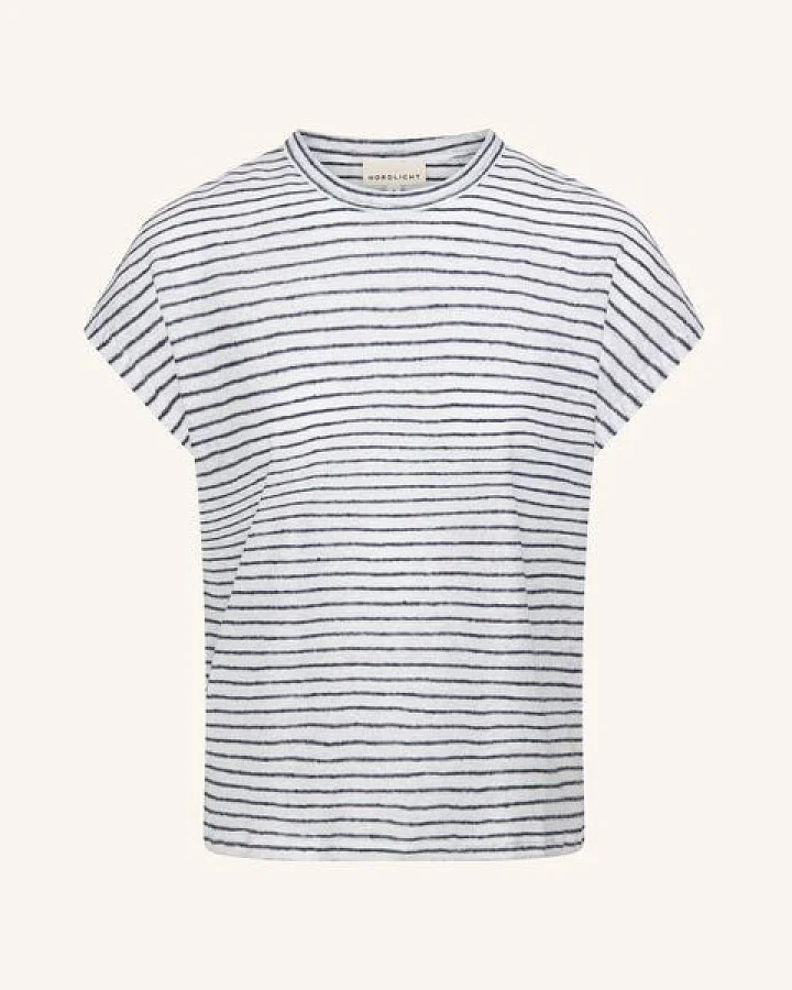 NORDLICHT Blau gestreiftes T-Shirt aus 100% Leinen ISA