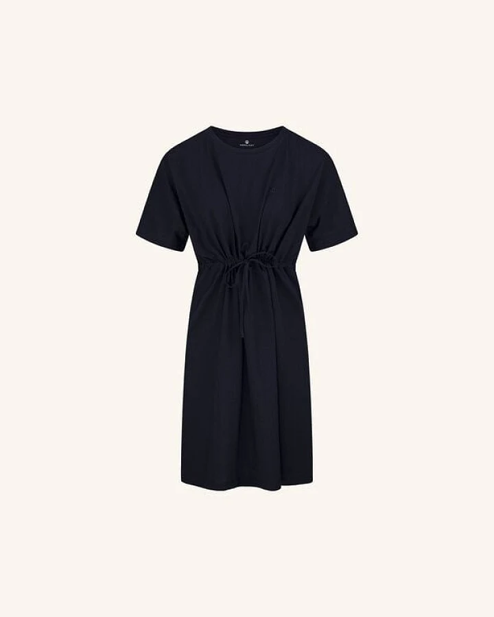NORDLICHT T-Shirt Kleid ILMA Dunkelblau aus 100% Bio-Baumwolle mit Taillenband