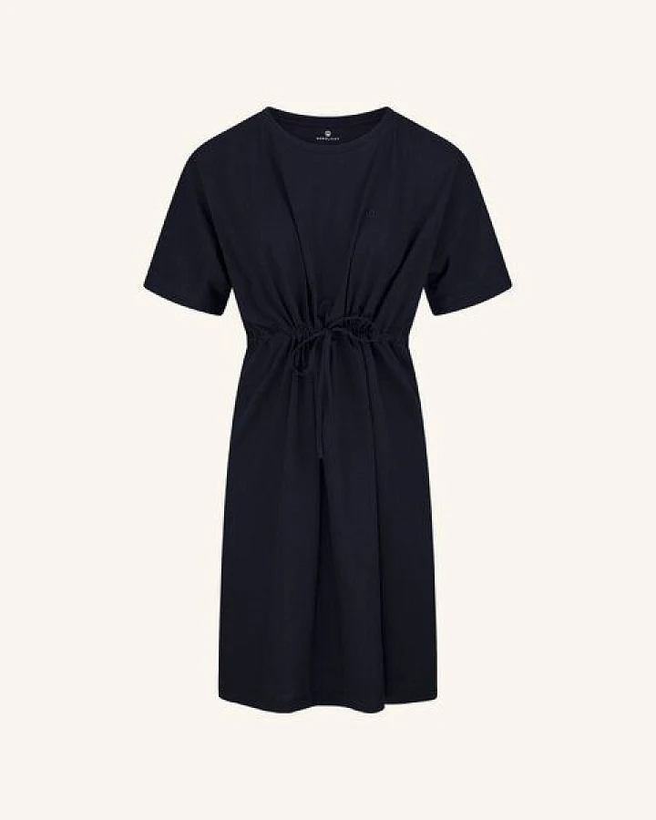 NORDLICHT T-Shirt Kleid ILMA Dunkelblau aus 100% Bio-Baumwolle mit Taillenband