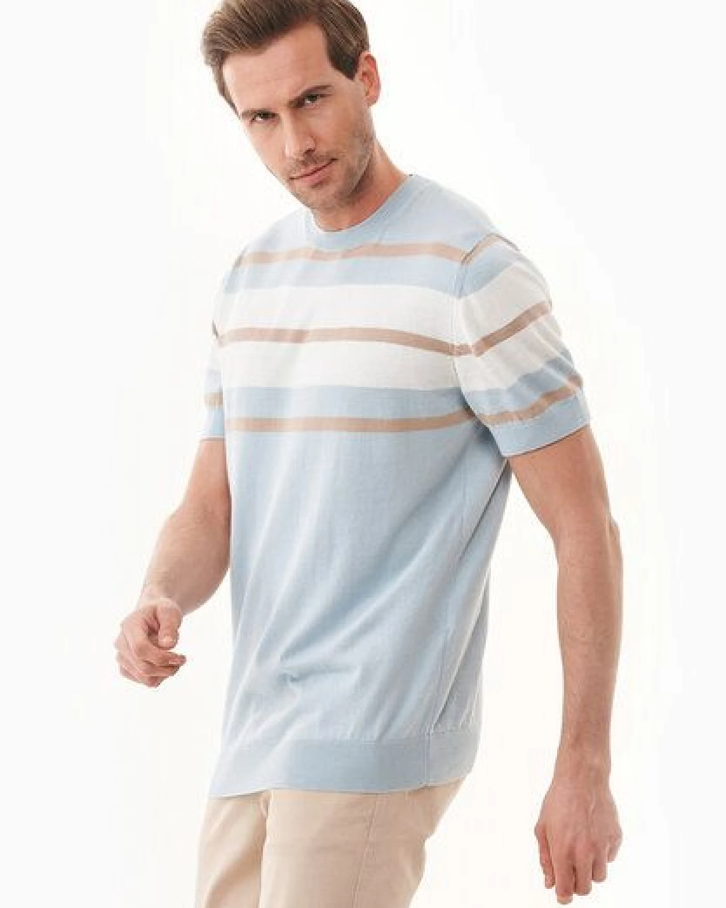 ORGANICATION Feinstrick-T-Shirt aus Bio-Baumwolle mit Streifen – Ansicht 3