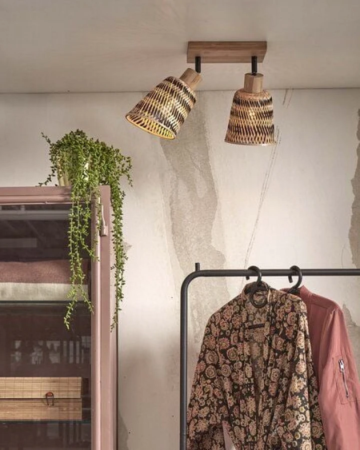 GOOD&MOJO Deckenlampe Java 2-Schirm Natur