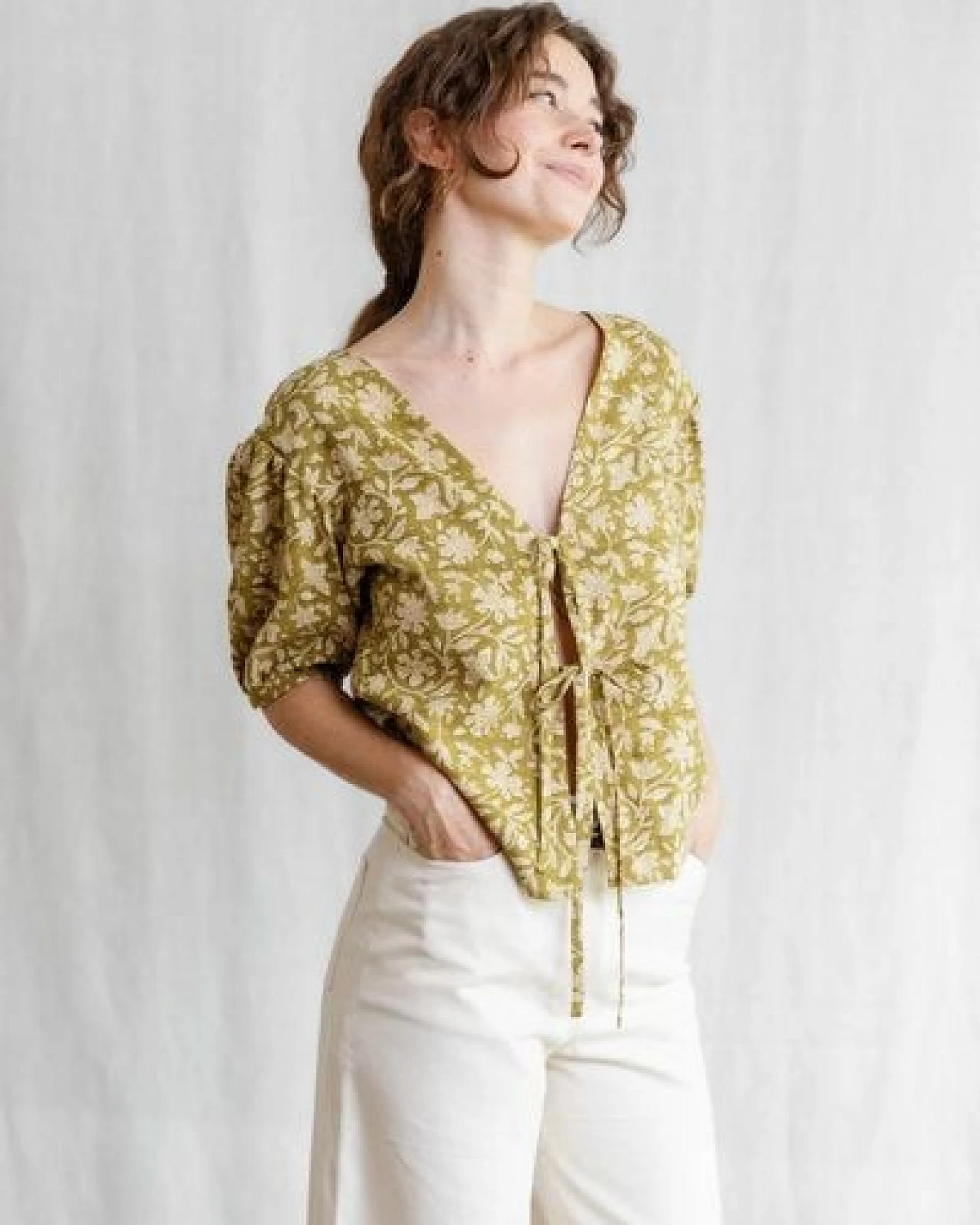 Jyoti - Fair Works Hanf/ Tencel Bluse Kalira Blockprint – Ansicht 2