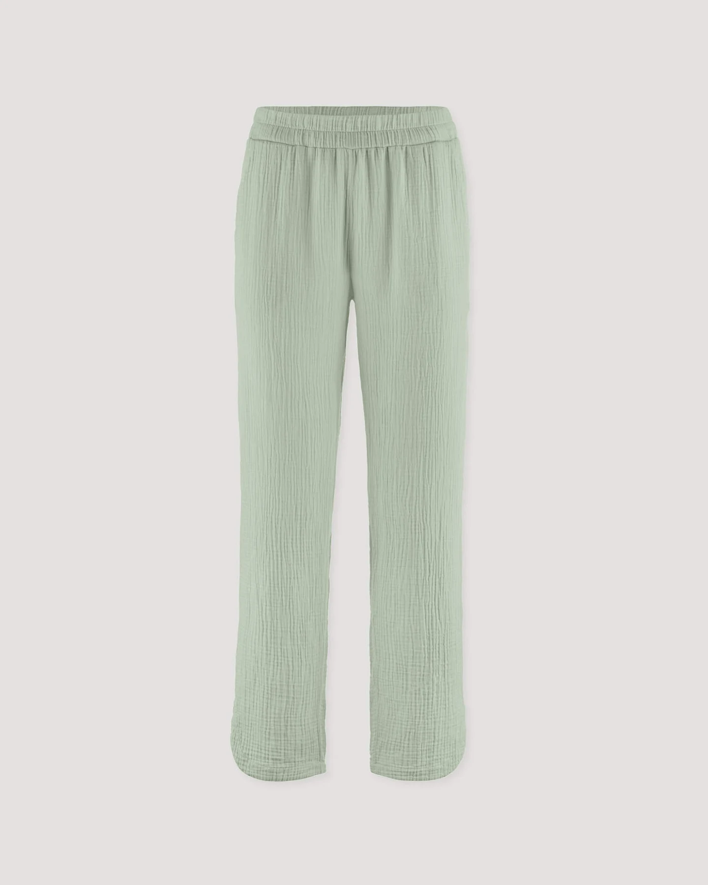 hessnatur Damen Musselin Schlafhose Regular PURE COMFORT aus Bio-Baumwolle - grün - Größe 48 – Ansicht 4