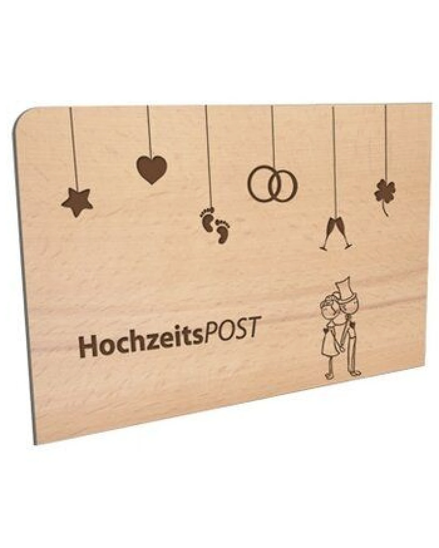 holzpost Hochzeits-Postkarte aus Holz – Ansicht 3