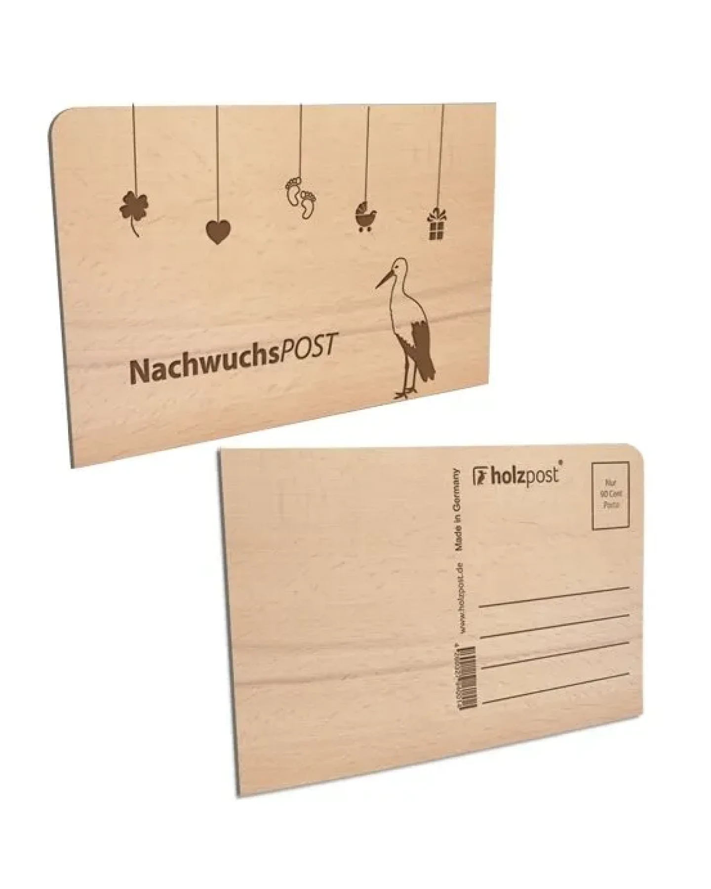 Holzpost Karte "NachwuchsPOST" aus Buchenholz – Ansicht 4