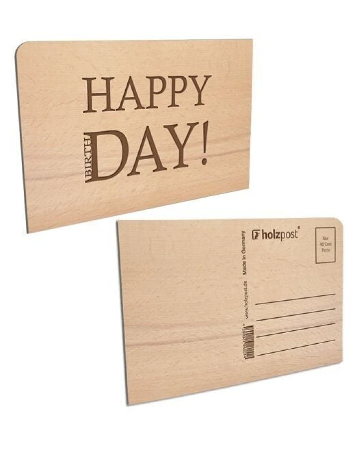 holzpost Postkarte aus Holz "HAPPY DAY"