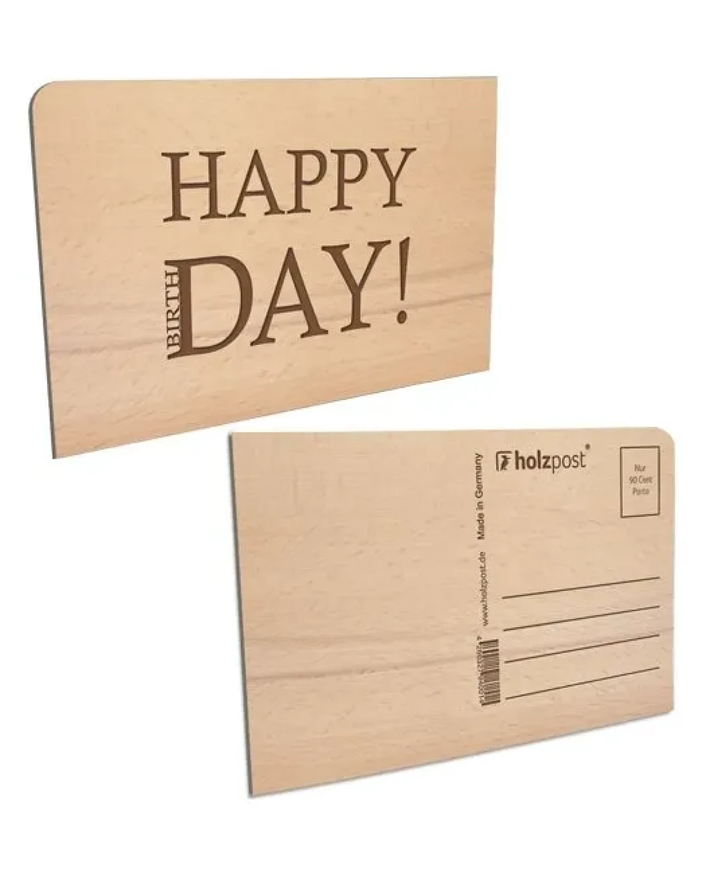 Holzpost Karte "Happy (Birth)Day" aus Buchenholz – Ansicht 4