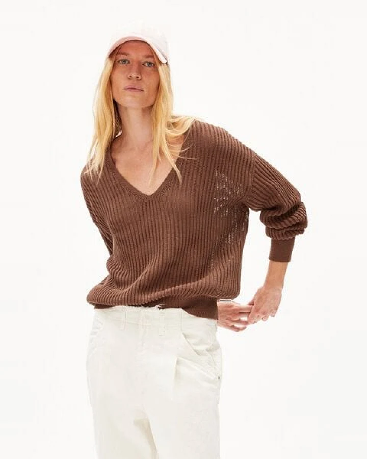 ARMEDANGELS RANAA CROCHET LINO - Damen Pullover Loose Fit aus Leinen-Mix