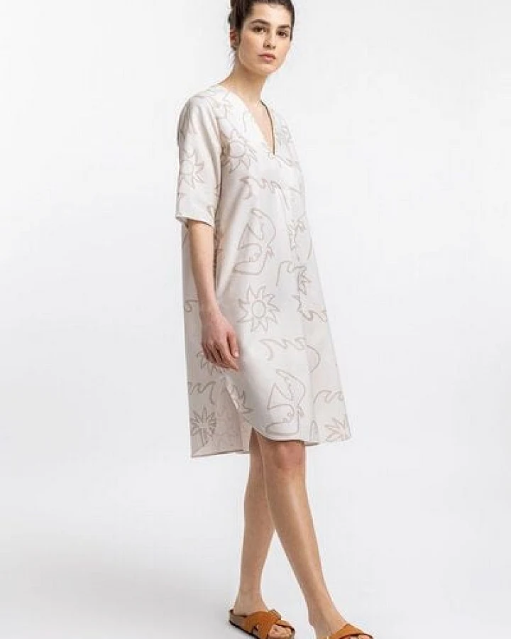 Rotholz Beachside Kaftan Kleid Off-White