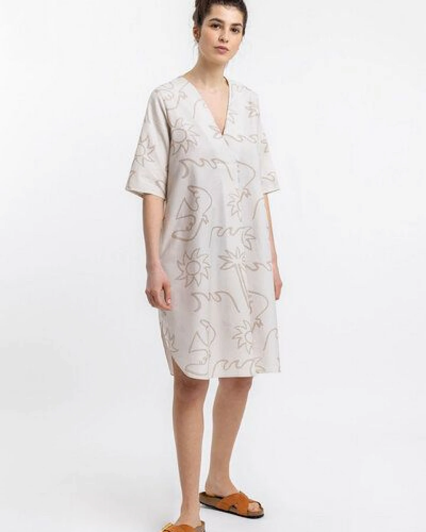 Rotholz Beachside Kaftan Kleid Off-White – Ansicht 3