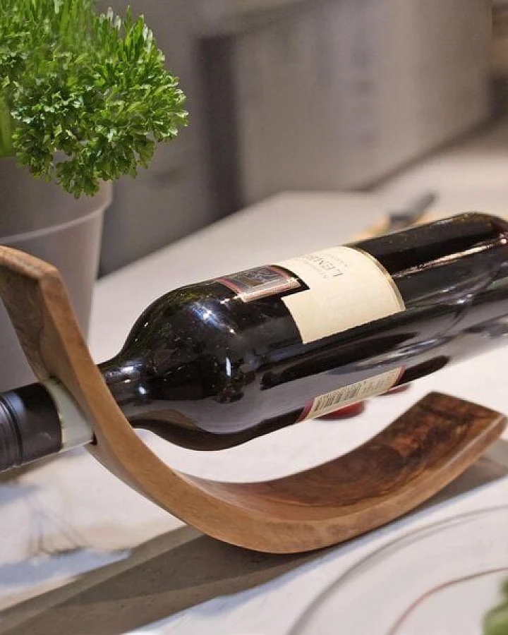 NATUREHOME Weinflaschenhalter aus Olivenholz 25 cm