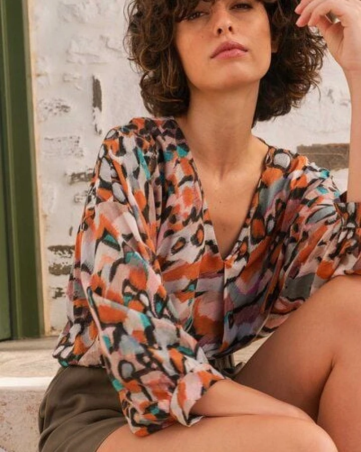 WiDDA berlin MAVA sommerliche Bluse mit Grafik Print aus Lenzing ECOVERO