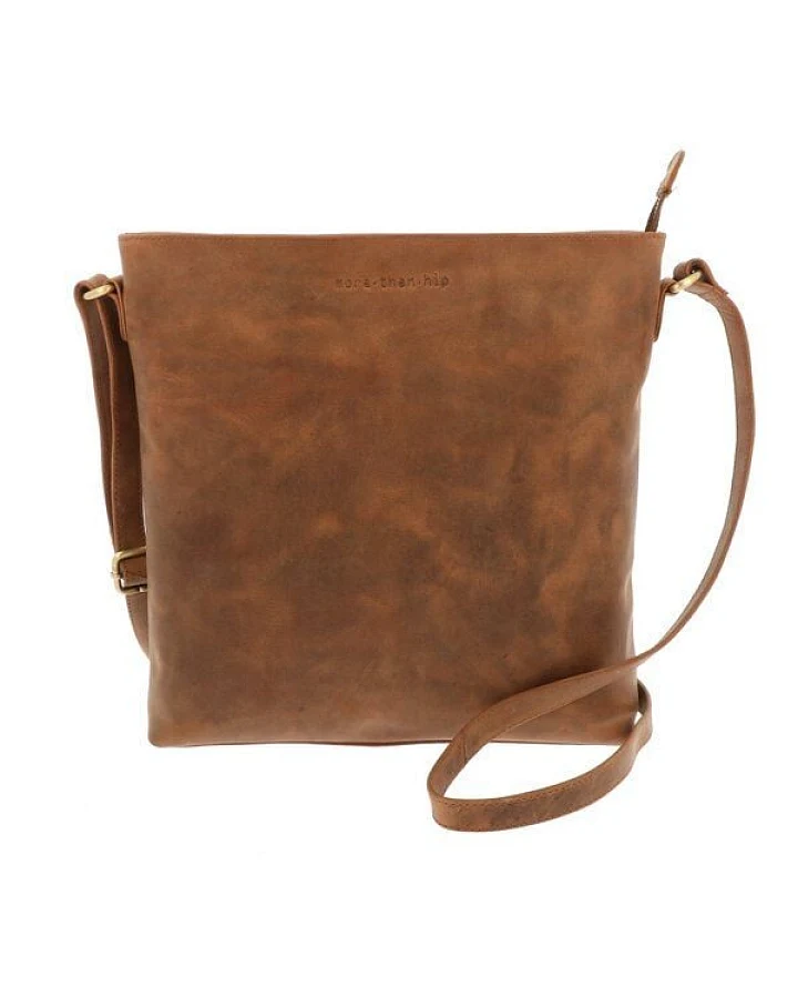 MoreThanHip Crossbody umhängetasche aus mattem Vintage Öko-Leder - Bryony braun oder schwarz