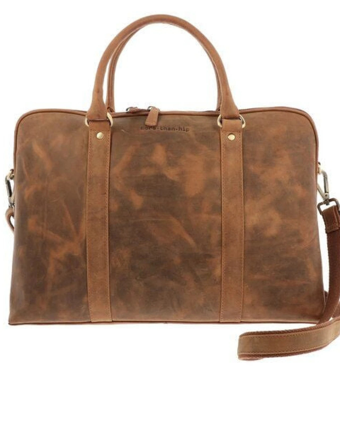 MoreThanHip Damen Laptoptasche 15,6" aus mattem Vintage-Öko-Leder - Hazel - braun oder schwarz – Ansicht 3