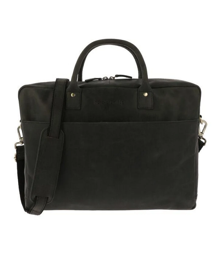 MoreThanHip Geräumige Laptoptasche 15,6" aus mattem Vintage-Öko-Leder - Huckleberry braun oder schwarz